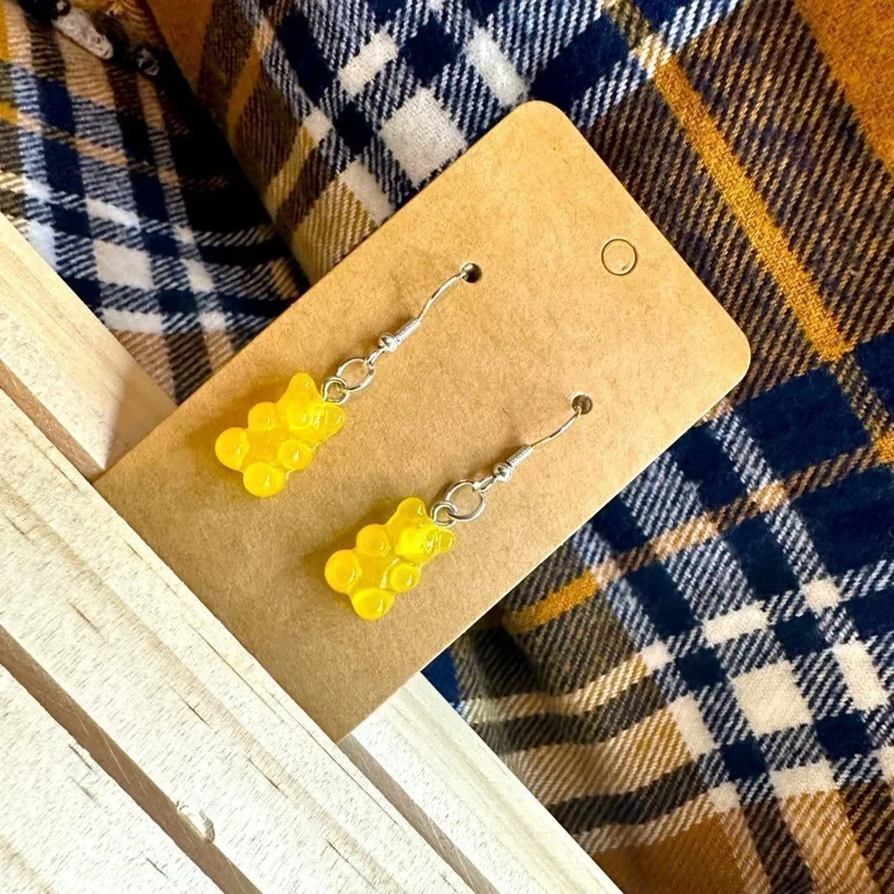 90s Throwback Yellow Gummy Bear Dangle Earrings